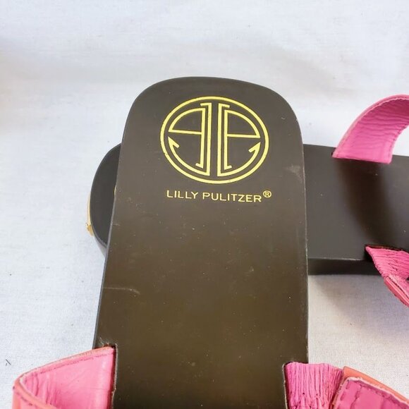 Lilly Pulitzer Phipps Slide Princess Pink Patent Leather Sandals Size 10B NWOB - Picture 8 of 10